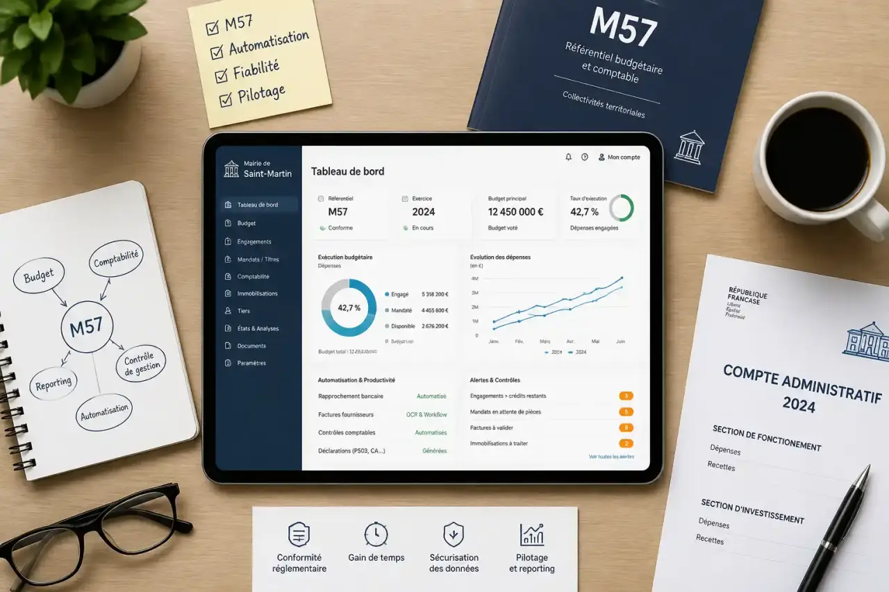 Logiciel de comptabilité mairie : réussir la transition M57 et l'automatisation financière