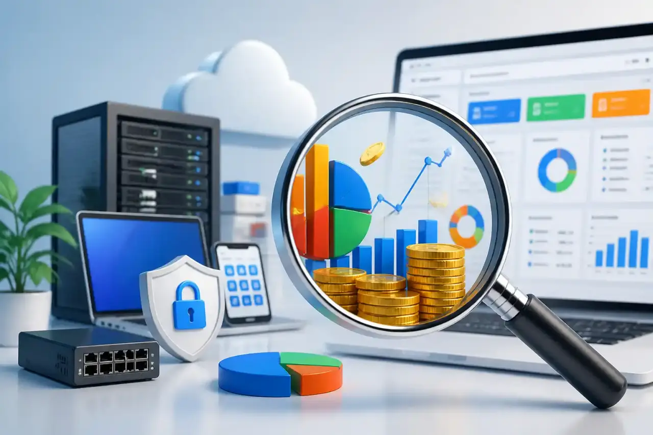 Tableau de bord de gestion de parc informatique et analyse financière