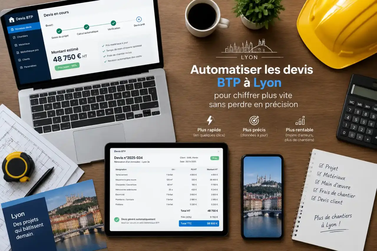 Automatiser les devis BTP à Lyon pour chiffrer plus vite sans perdre en précision