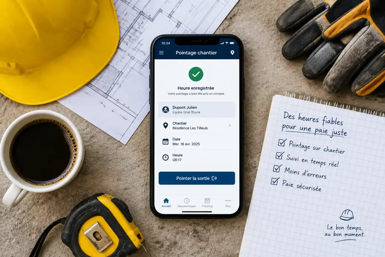 Sur chantier, l’application de pointage fiabilise les heures avant la paie