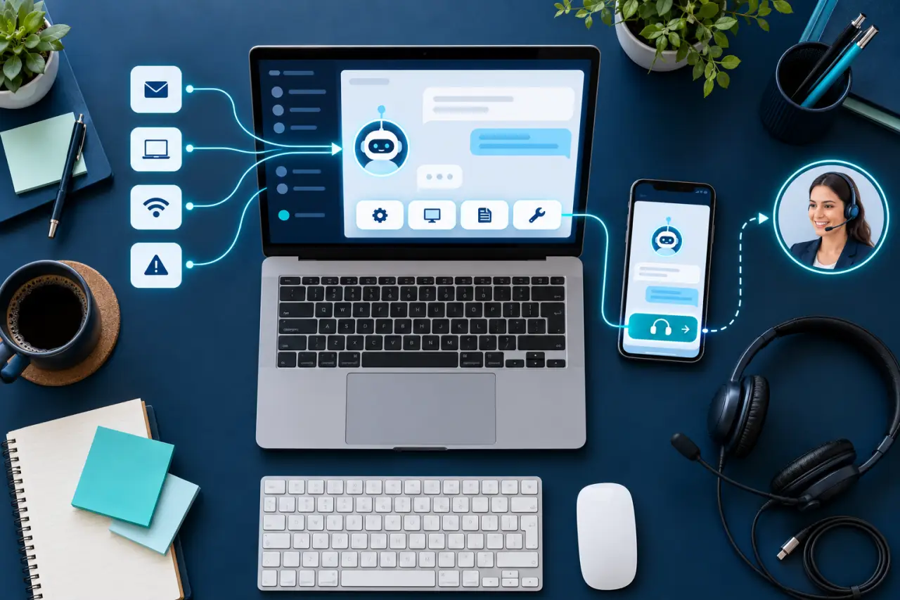 Chatbot support informatique : automatiser le niveau 1 sans bloquer l’accès à un humain